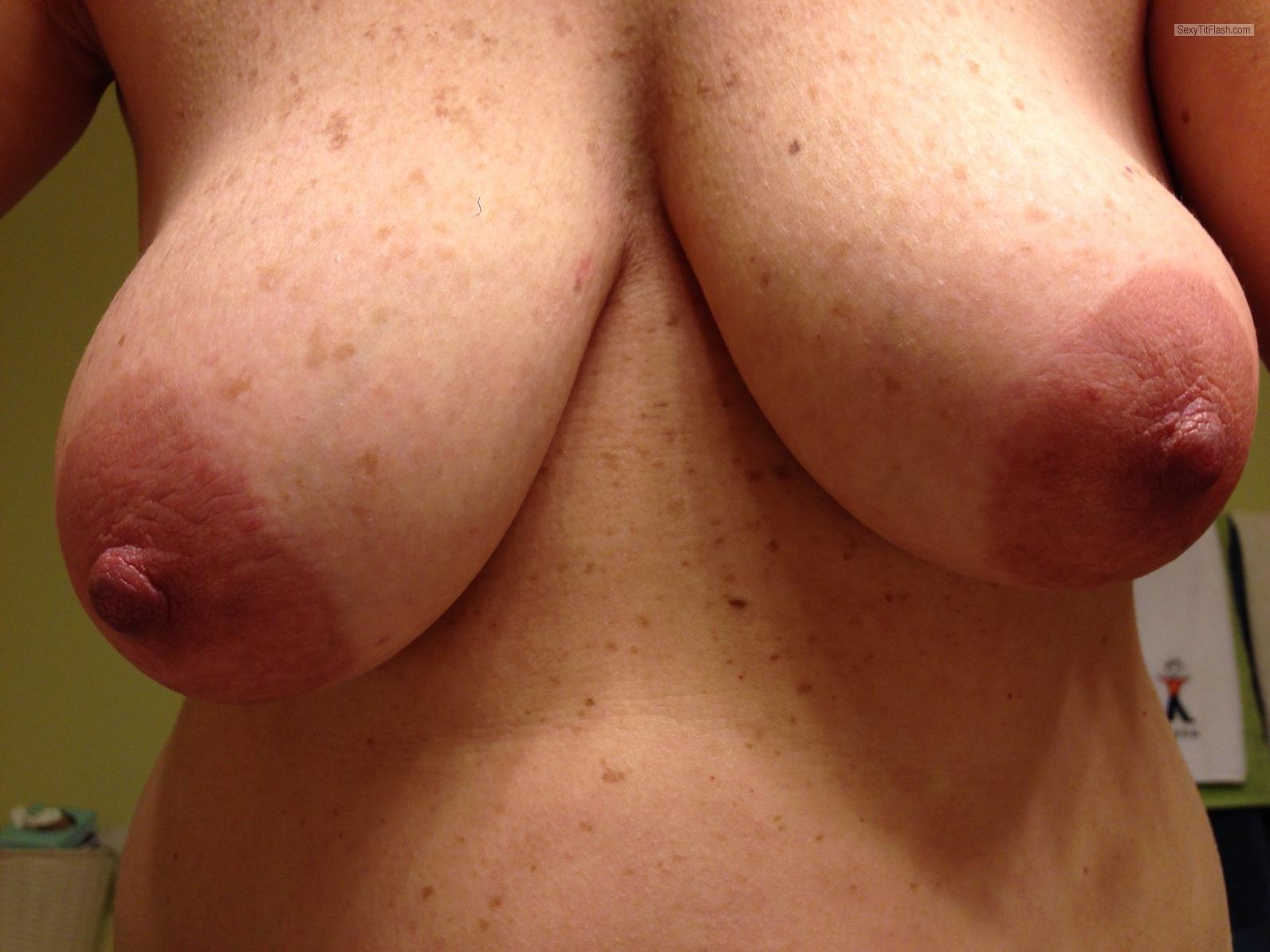 Tit Flash: My Very Big Tits (Selfie) - Areola Hangers from Australia